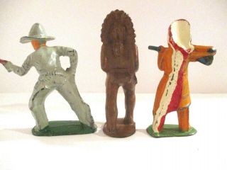 3 Vintage barclay/ Manoil Lead Toy Cow boys / Indians,  hard to find B99 2
