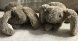 2 Folkmanis Brown Gray Baby Lop Eared Bunny Rabbit Stage Hand Puppet Puppets