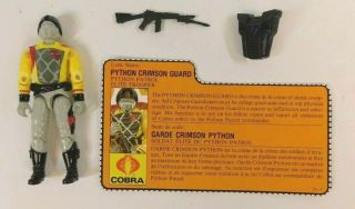 Gi Joe Cobra Python Patrol Crimson Guard Figure W/ File Card Hasbro 1989