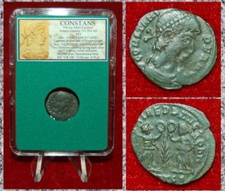 Ancient Roman Empire Coin Of Constans Two Victories With Wreaths And Palms