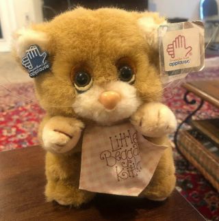Vintage 1984 Applause Little Beggars Kitten Cat Plush With Bib 6 " Tall,  Tag T1
