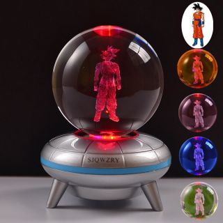 Dragon Ball Z Son Goku 3d Led Crystal Night Light Table Lamp Kids Xmas Gift Usb
