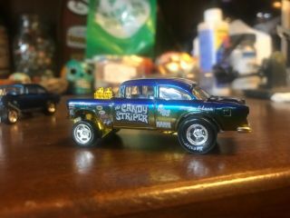 Hot Wheels Custom 55 Chevy Gasser Spectraflame Blue/gold Candy Striper