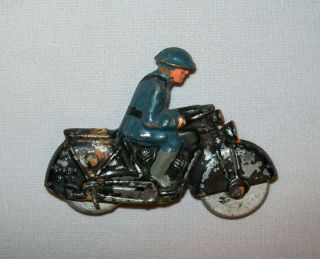 Old Vtg C 1930s Small Toy Soldier Police Officer On Motorcycle Barclay Or Manoil