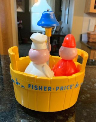 Vintage Fisher Price Toy 3 Men In A Tub Butcher Baker Candlestick Maker