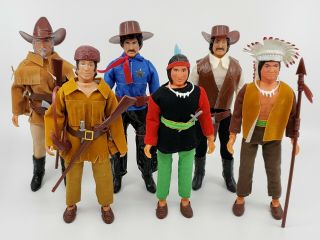 Vintage 1980 Tim - Mee American West 8 " Action Figures Complete Set Mego Reissue