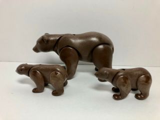 Playmobil Zoo Wildlife Forest Animals Brown Grizzly Bear & 2 Cubs 3