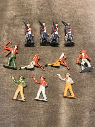 Lincoln Logs Lead Toy Soldier Figures - Soldiers Cowboys Indians