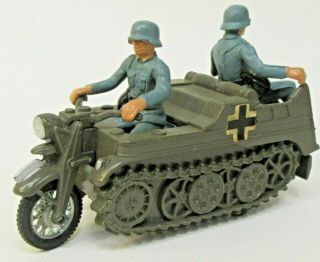 Britains WWII German Military Half Track KETTENKRAD MOTORCYCLE with both figures 2