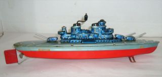 Vintage 517 Boston Windup Tin Toy Boat Ship