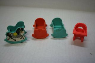 Fisher Price Little People Baby Nursery Pink/blue Cradle Horse Highchair Set 5