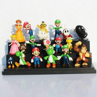 18pcs/set Mario Bros Dinosaur Mario Yoshi Action Figure Toy Gift
