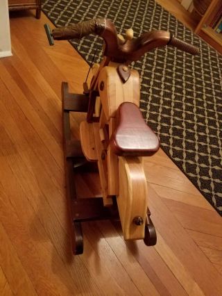 Vintage Motorcycle Wooden Harley Rocking Horse Hand Crafted 2