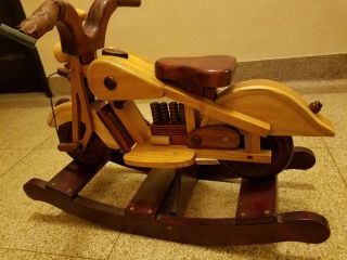 Vintage Motorcycle Wooden Harley Rocking Horse Hand Crafted 3