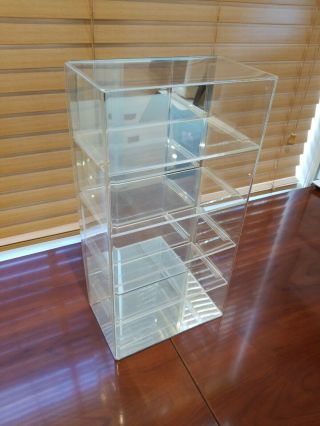 5 Car Tiered Acrylic Flat 1:24 Display Case,  No Base And Mirrored Back