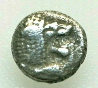 Greek Coins Ionia,  Miletos,  V Century Bc,  Obol 0.  88gr;9mm,  Ar.  Lion’ Head.  Rv.  I