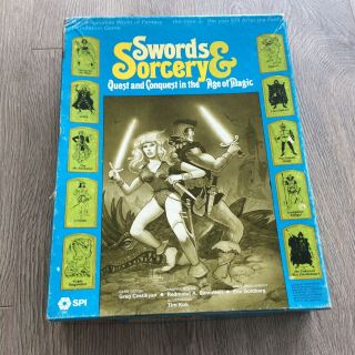 Vintage Spi Wargame Swords & Sorcery Blue Box Edition 1978 Role Play Skill Game