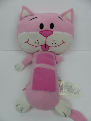 Seat Pets Kids Seat Belt Cover Pillow Plush Pink Kitty Cat W/ Zipper Pocket