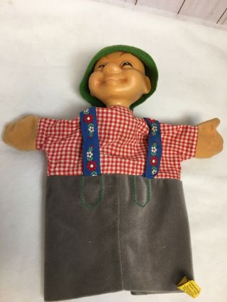 Vintage Steiff Hand Puppet Boy In Lederhosen 7011/27 With Tag