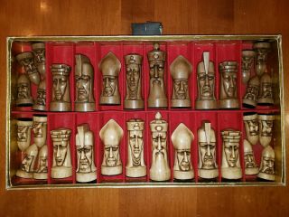 Gothic Sculptured Chess By Peter Ganine Tournament Edition 1957 Made In Usa