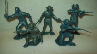 Five Vintage,  Marx Metallic Blue Rin Tin Playset 60mm Cavalry Figures
