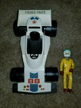 Vintage Fisher - Price 1975 Adventure People Indy Race Car 88 White W/driver