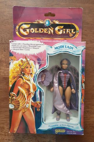Vintage Galoob Golden Girl Moth Lady Action Figure Gemstone Shield 1984