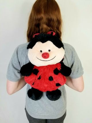 My Pillow Pets Soft Plush Red & Black Ladybug Backpack 18 " Adjustable