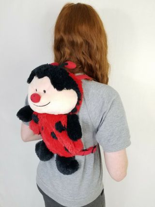 My Pillow Pets Soft Plush Red & Black Ladybug Backpack 18 