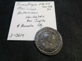 U30 Roman Empire Maximianus 286 - 305 Ad Ae Antoninianus Jupiter / Hercules S - 3614