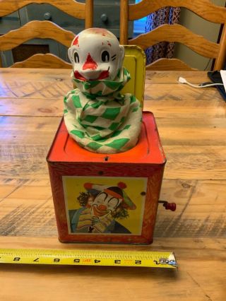 Vintage Mattel Jack In The Box Toy Clowns 1953 Tin Does Not Work