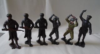 6 Vintage Large Scale Russian Made Plastic Soldiers