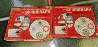 Two Vintage Spirograph Games 1967 By Kenners 401 Blue And Red Boards