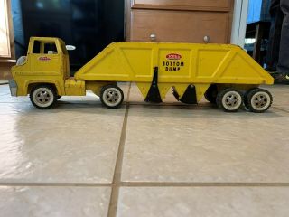 Vintage Large Yellow Tonka Truck With Dump Trailer Metal Construction Kids Toy