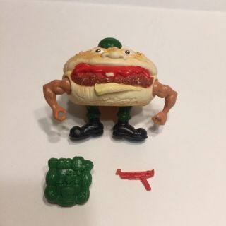 Vintage Mattel Food Fighters Burgerdier General 1988 Burger Hamburger Complete