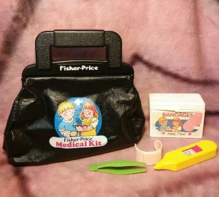 Vintage 1987 Fisher - Price Medical Kit Toy Doctor Nurse Kit With Tools 1125