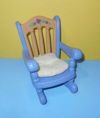 1999 Fisher - Price Mattel Briarberry Bears Blue Rocking Chair Toy 7 " Tall