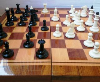 ☆vintage Wooden Board Chess Full Set 47 X 47 Sm Soviet Ussr 1970 - 80 