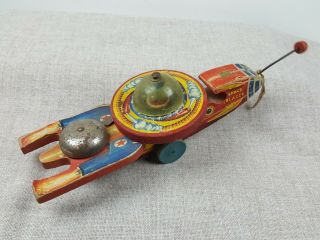 Vintage Fisher Price Space Blazer Ship No 750 Wood Pull Toy