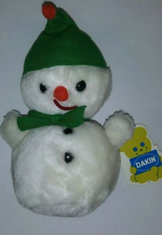1975 Dakin Plush 9 Inch Snowman Made In Korea Tags Attached " Chilly Willie "