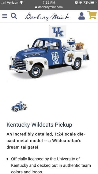 Danbury Kentucky Wildcats 1953 Chevrolet Pickup Diecast Model