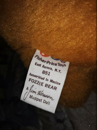 Vintage Fozzie Bear 1976 851 Jim Henson Muppets Fisher Price Plush Medium 3
