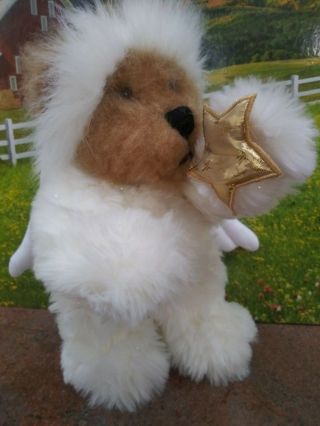 First & Main Plush Snow Angels Teddy Bear Star Wish White Wings Stuffed Fluffy