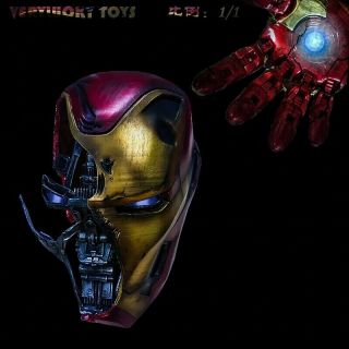 1/1 Iron Man Mk50 Battle Damage Helmet Avengers 4 W/light Verylucky Toys Vl1902