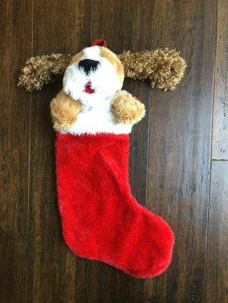 Dan Dee Animated Dog Christmas Stocking Music Sings Songs Bells Ears Move