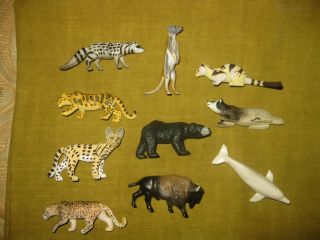 10 Play Visions Pv Vinyl Plastic Animal Miniature Wild Cats Civet Dolphin Badger