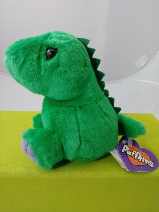 Puffkins Pickles Green Dinosaur Trex Plush Stuffed Swibco Retired Toy W/ Tag