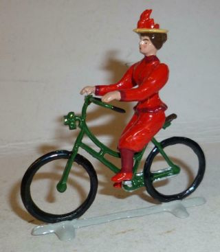 Unusual White Metal Period Style Lady On Bicycle About 54mm