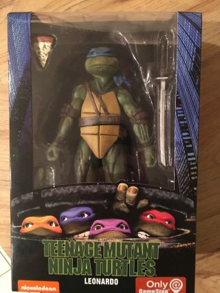 Neca Teenage Mutant Ninja Turtles Leonardo 1990 Movie Gamestop Exclusive Rare