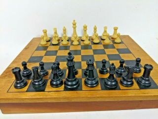 Vintage Rare Drueke Wood Chess Board With Drawer 2.  5 Inch King
